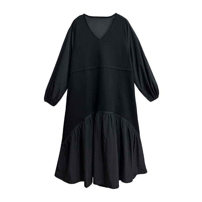 V-Neck Long Sleeve A-Line Dress