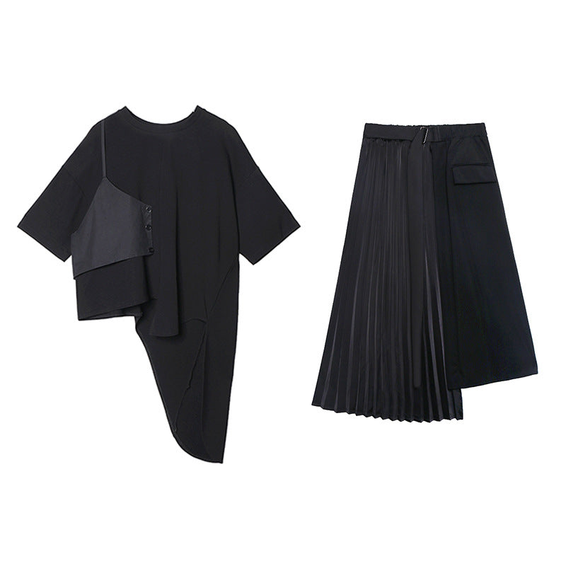 Casual Women's Turtleneck & Irregular Skirt Set