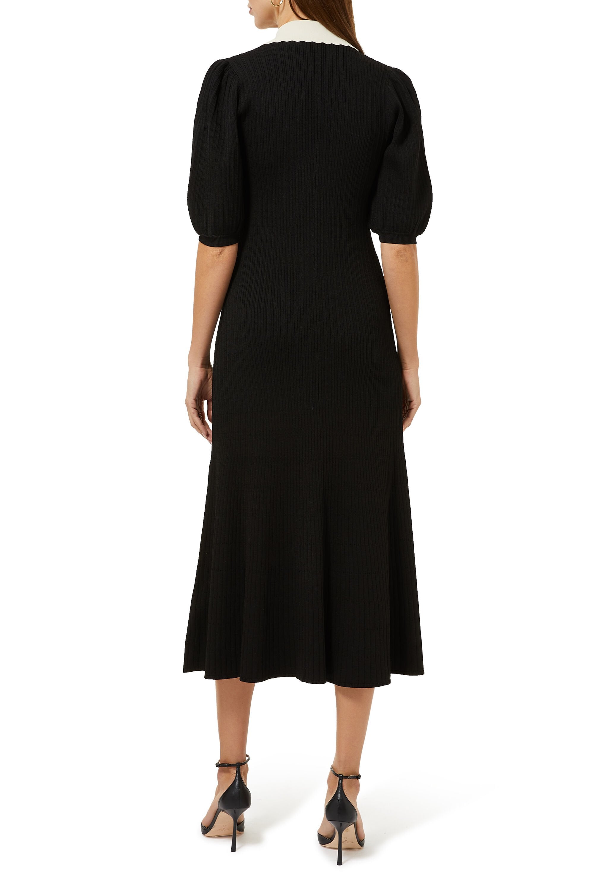 Polo V-Neck Bubble Sleeve Long Dress