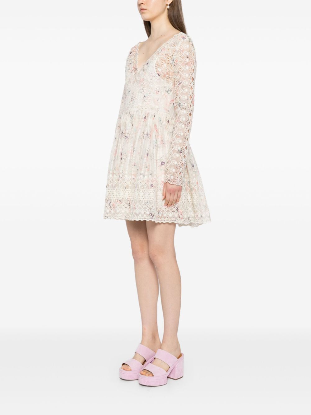 Embroidered Cotton-Blend Mini Dress