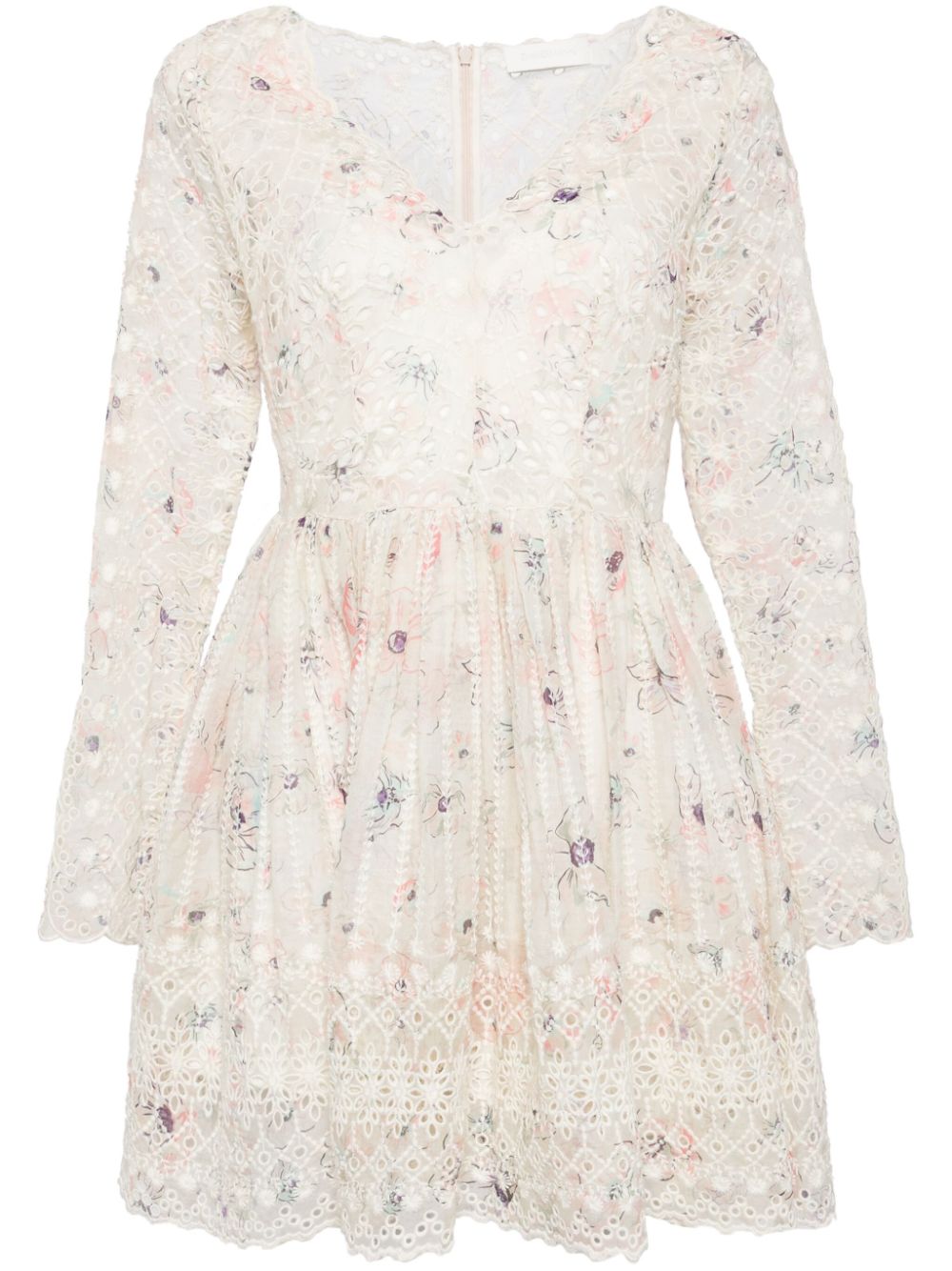 Embroidered Cotton-Blend Mini Dress