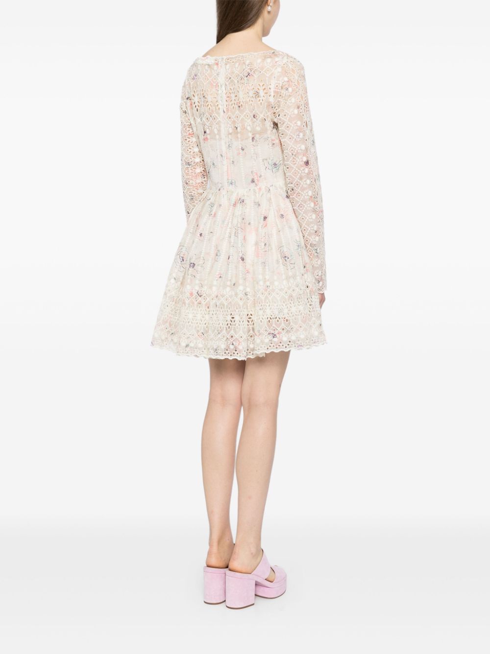 Embroidered Cotton-Blend Mini Dress