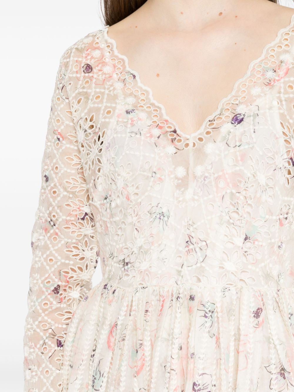 Embroidered Cotton-Blend Mini Dress