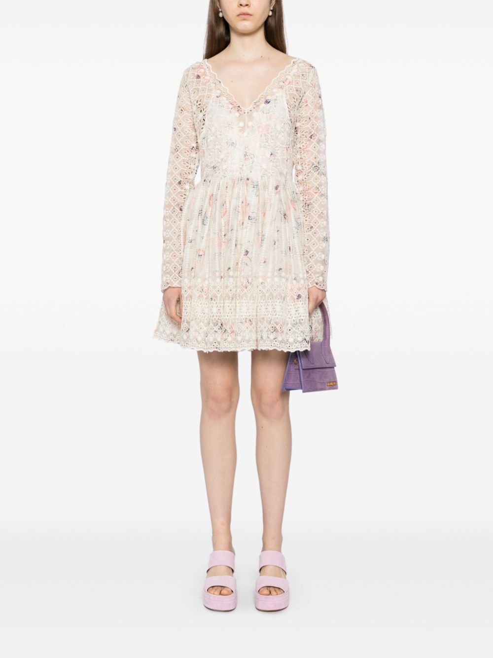 Embroidered Cotton-Blend Mini Dress