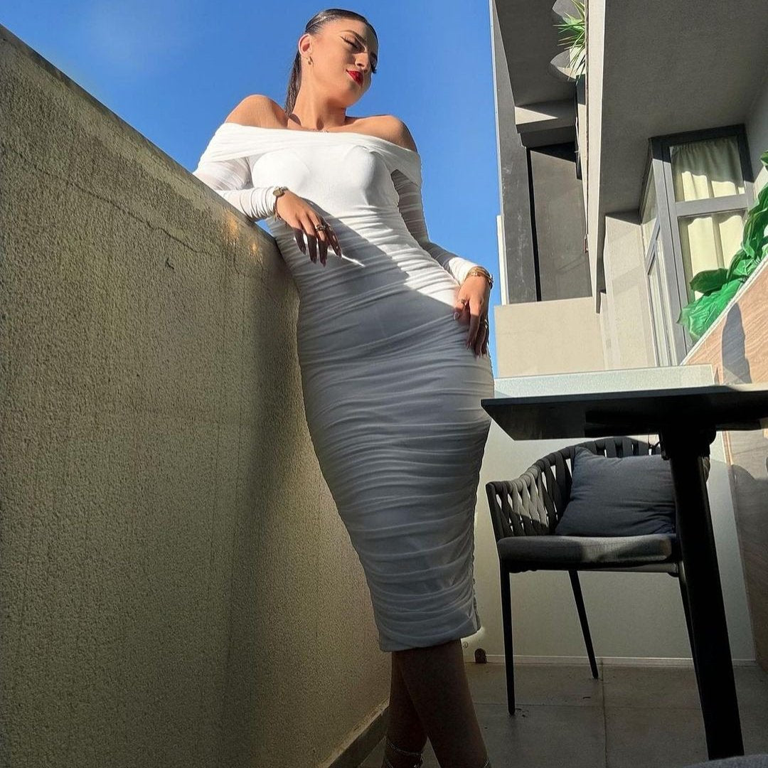 Long Sleeve Slim Fit Midi Pencil Dress
