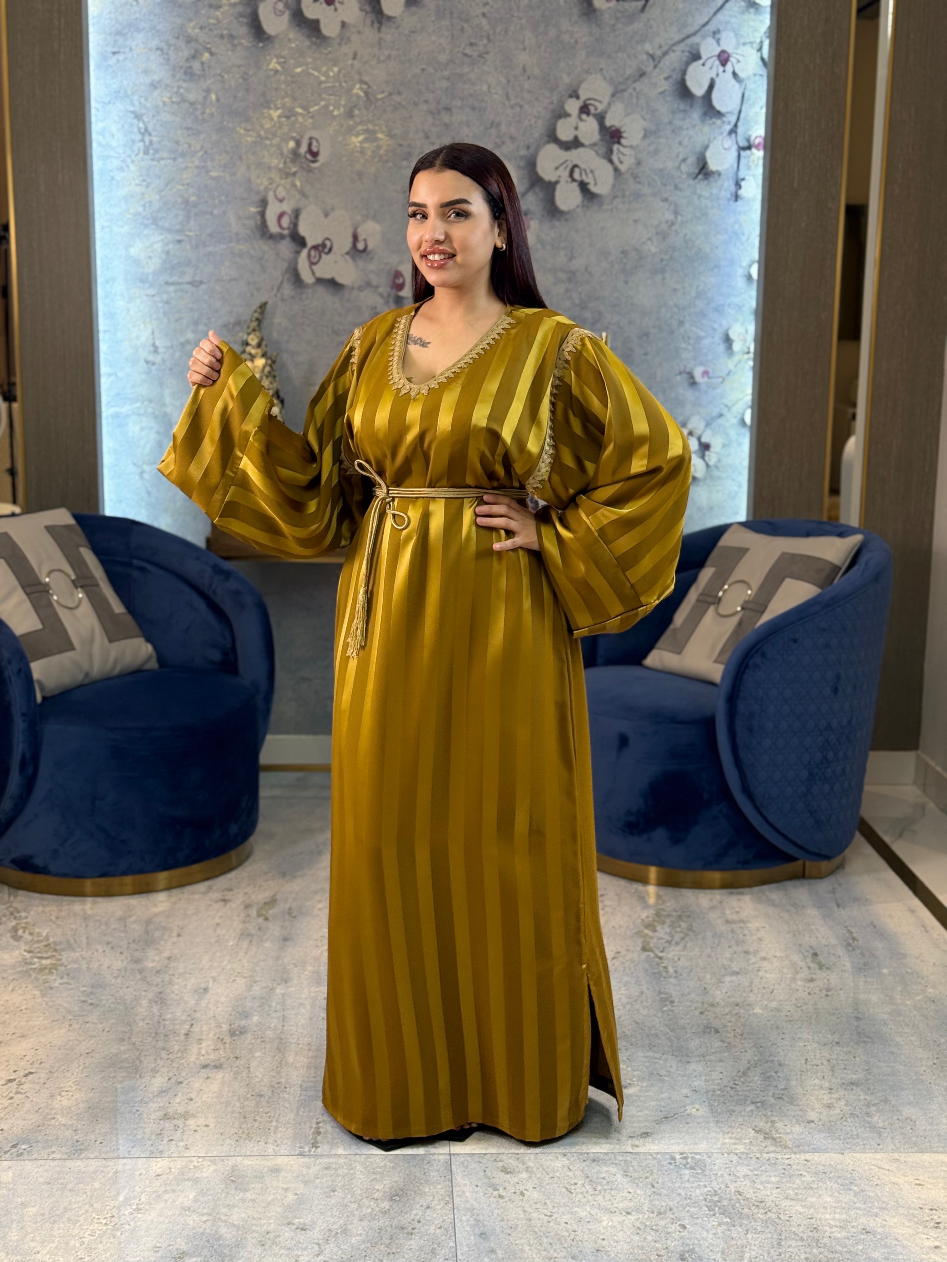 Jewel Essence Caftan with Belt and Master Craftsmanship