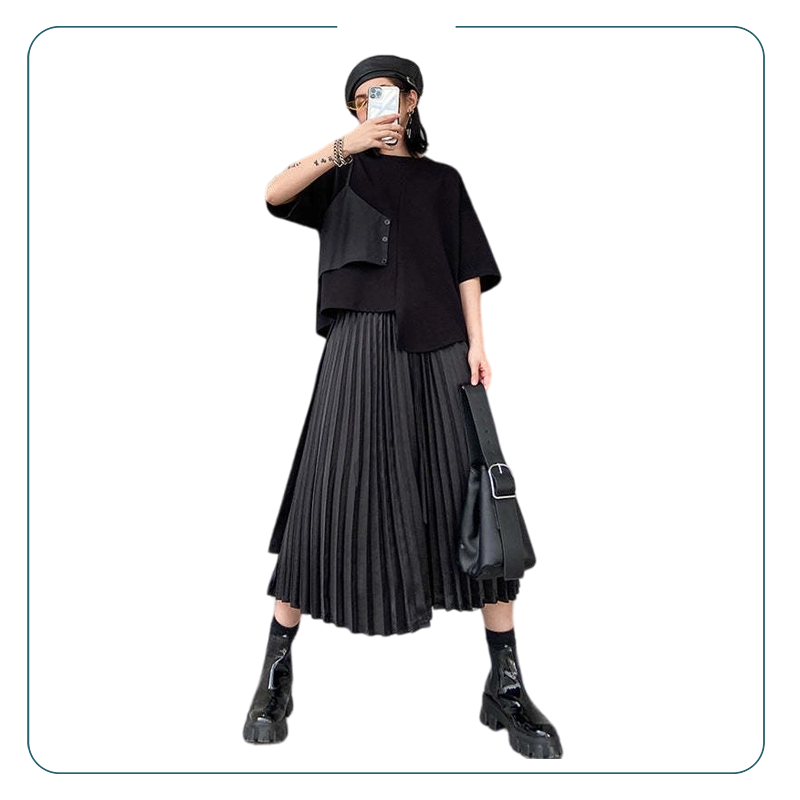Casual Women's Turtleneck & Irregular Skirt Set