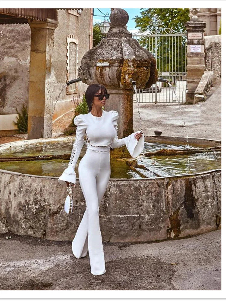 Long Sleeve Top & High Waist Flared Pant Set