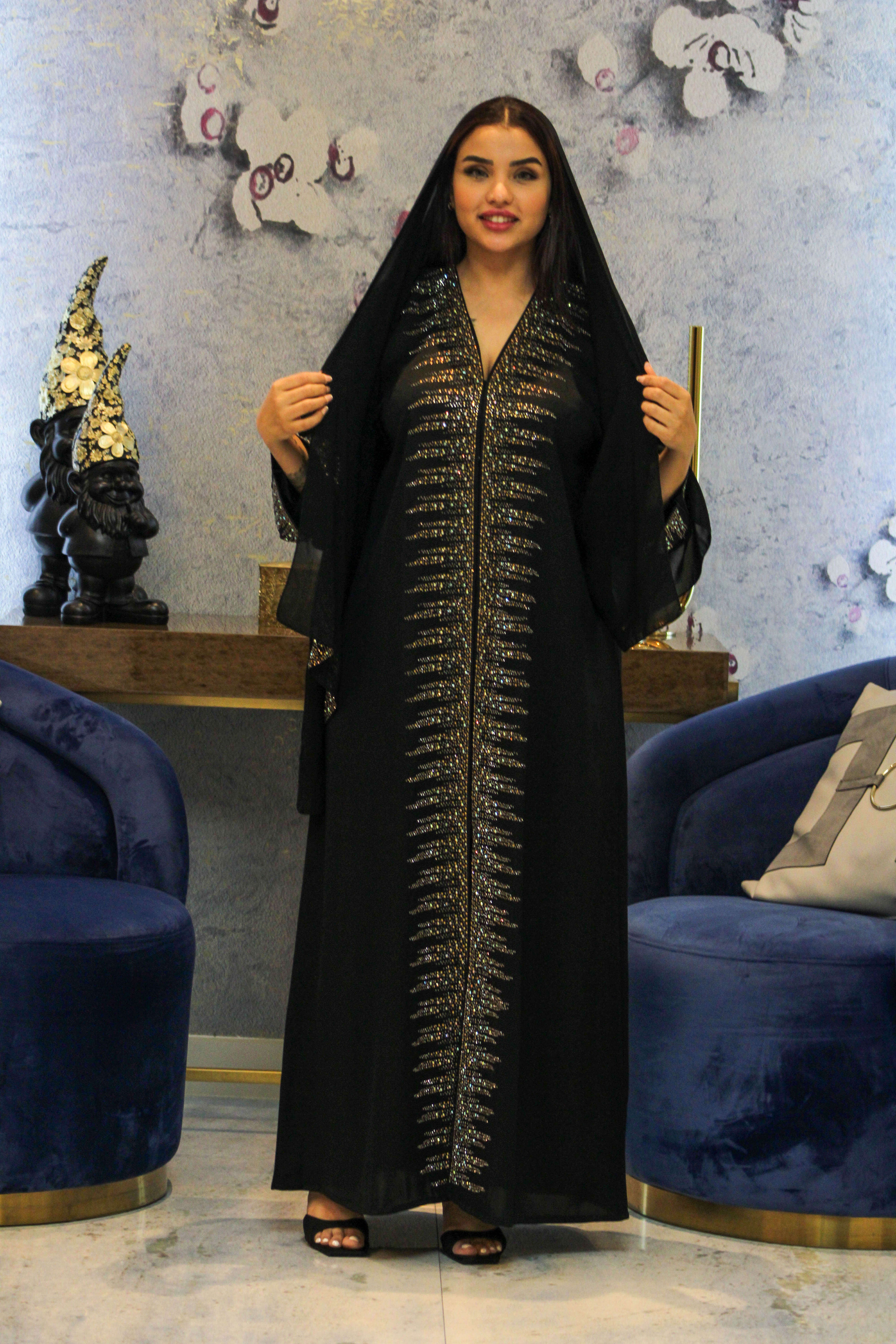 Sparkling Black Beaded Abaya