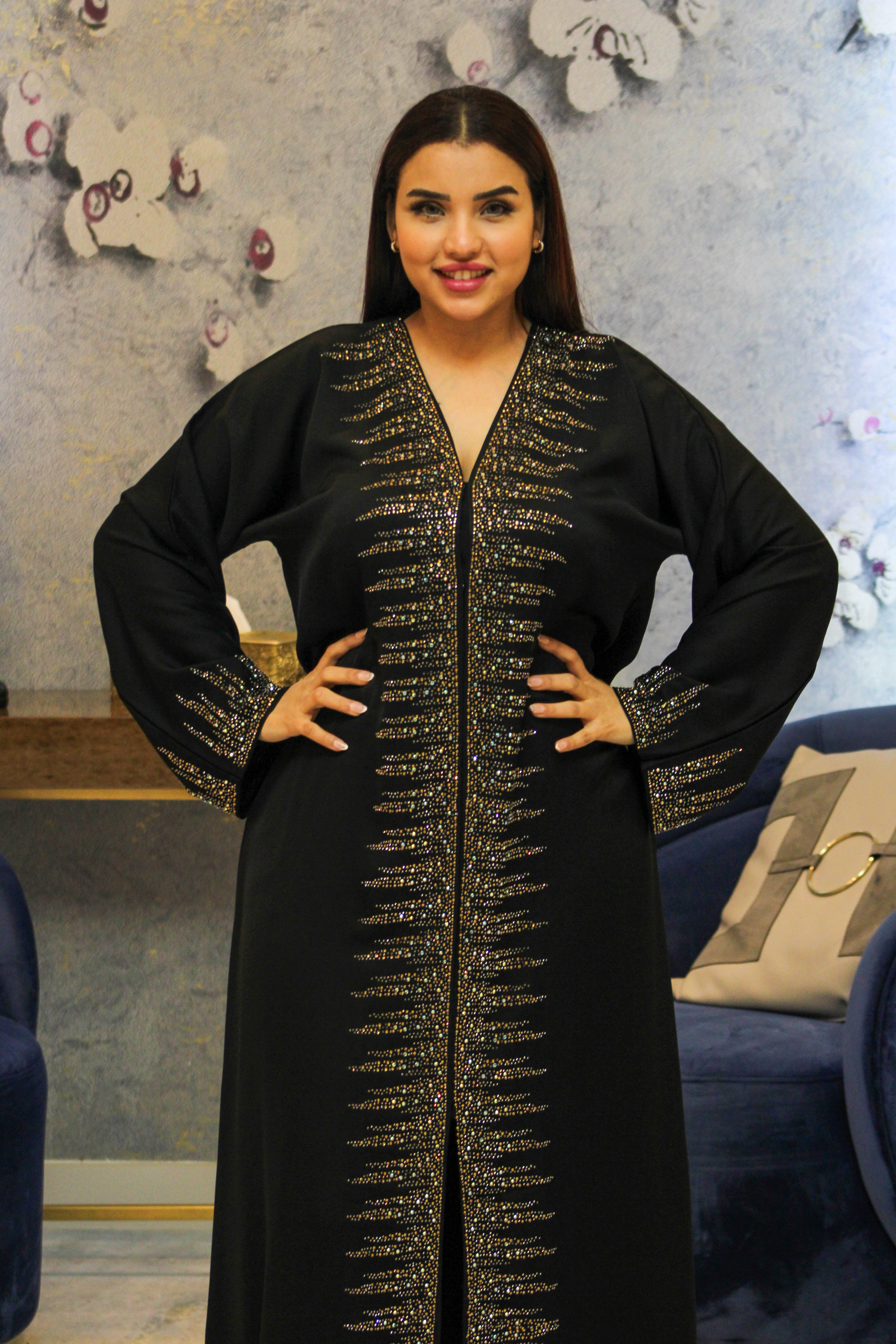 Sparkling Black Beaded Abaya