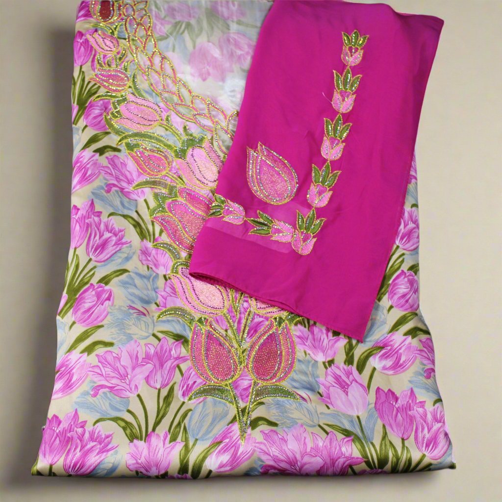 Floral Makhawir - Purple & Pink