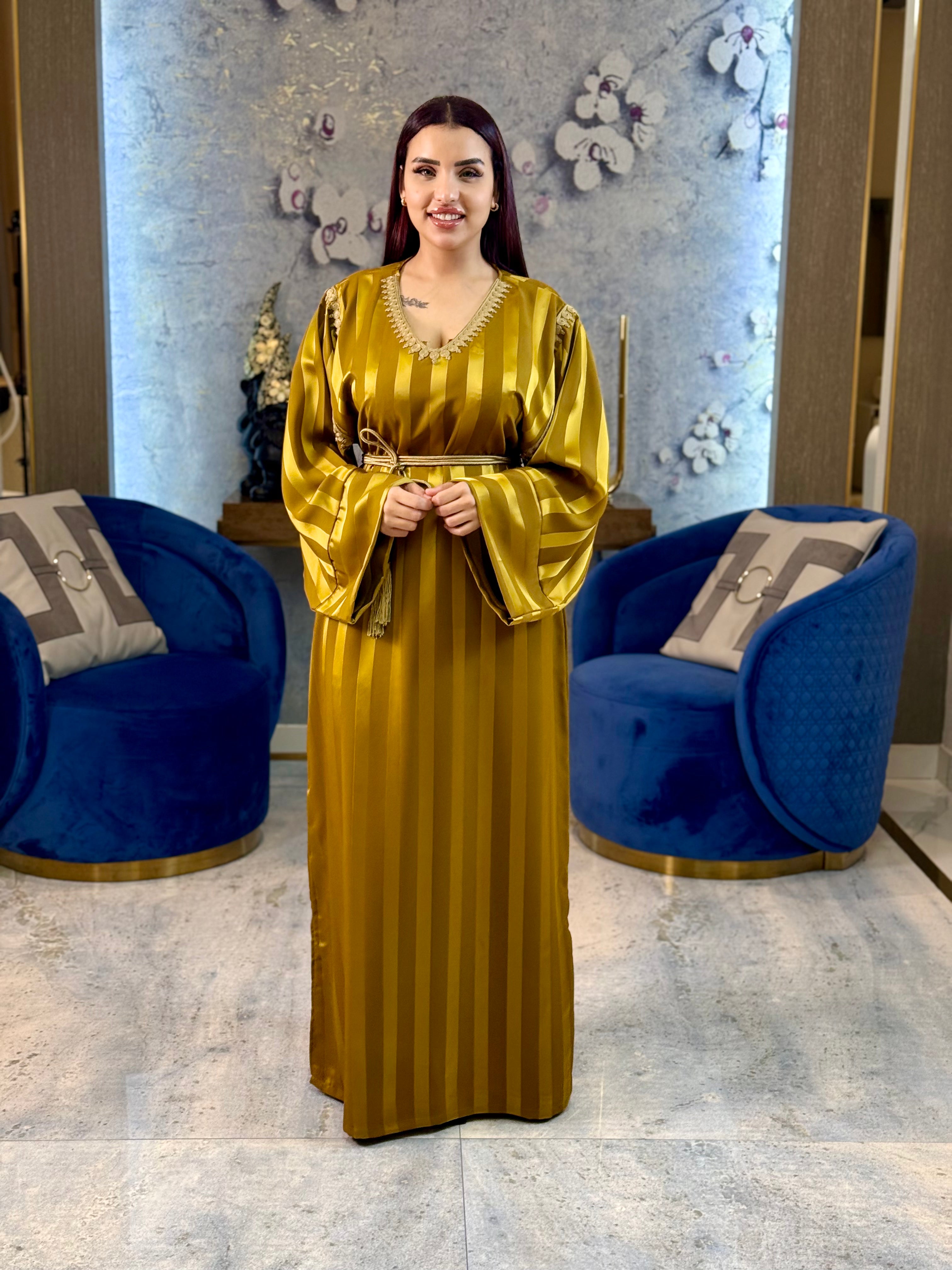 Jewel Essence Caftan with Belt and Master Craftsmanship