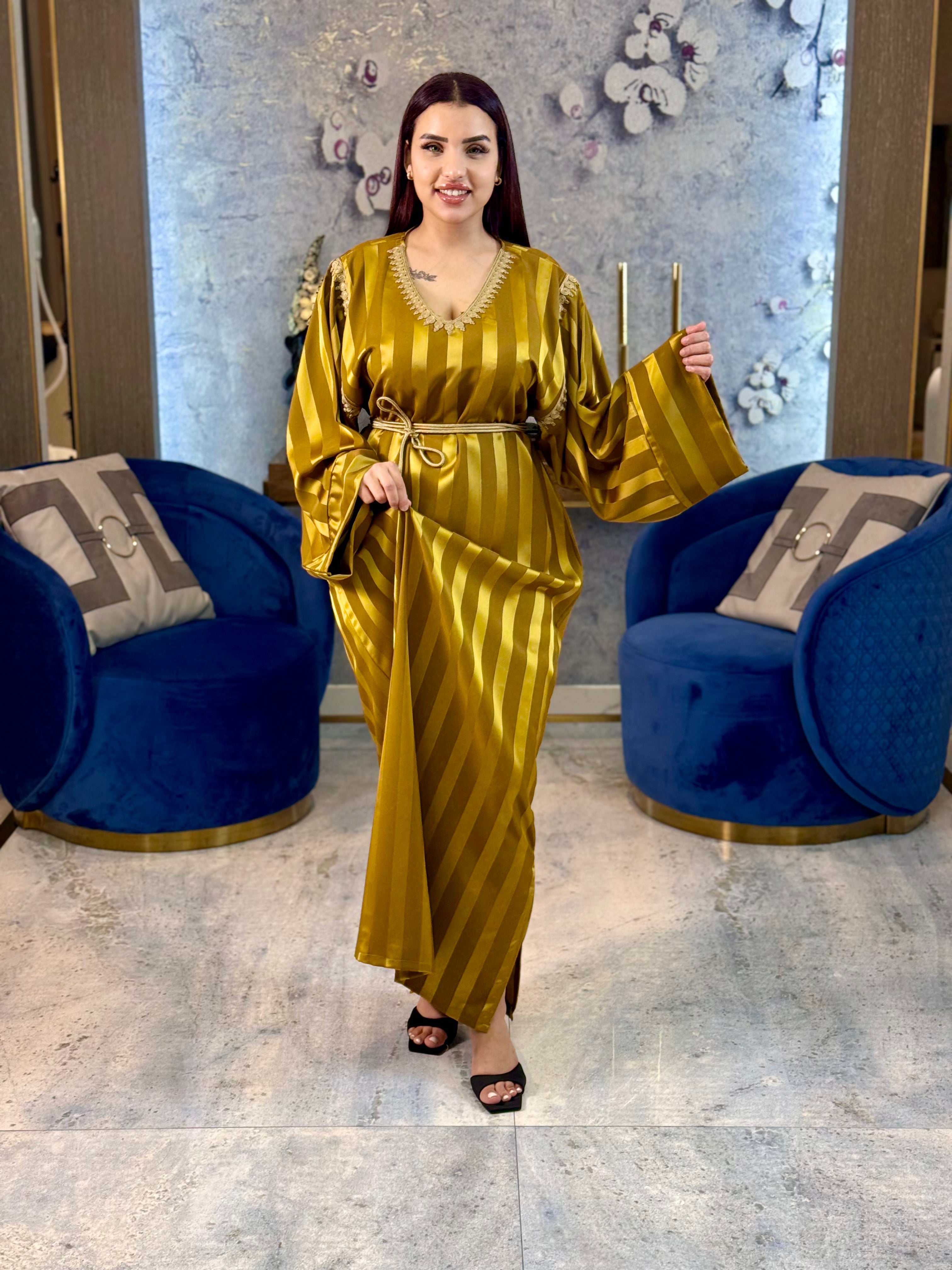 Jewel Essence Caftan with Belt and Master Craftsmanship