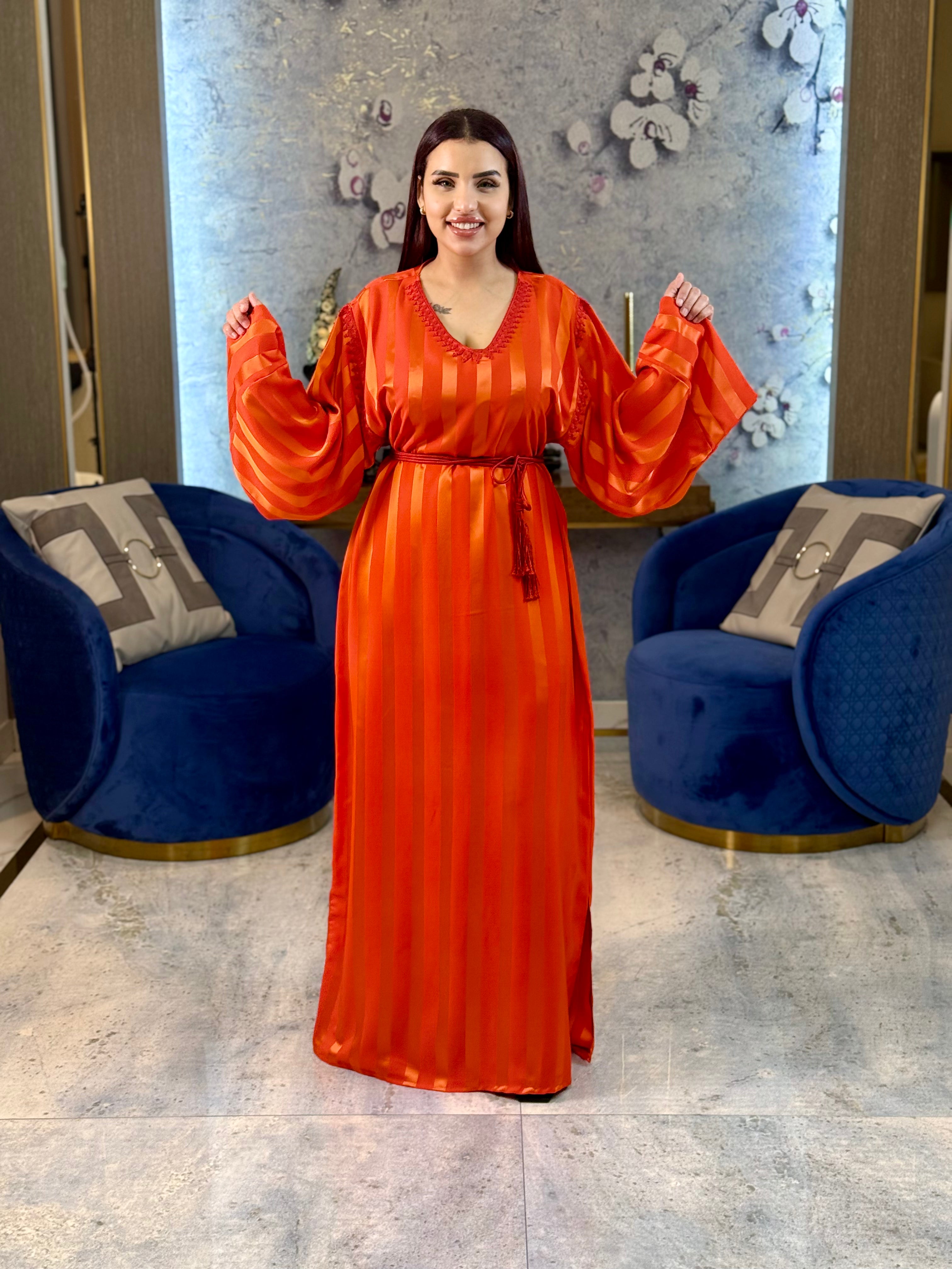 Jewel Essence Caftan with Belt and Master Craftsmanship