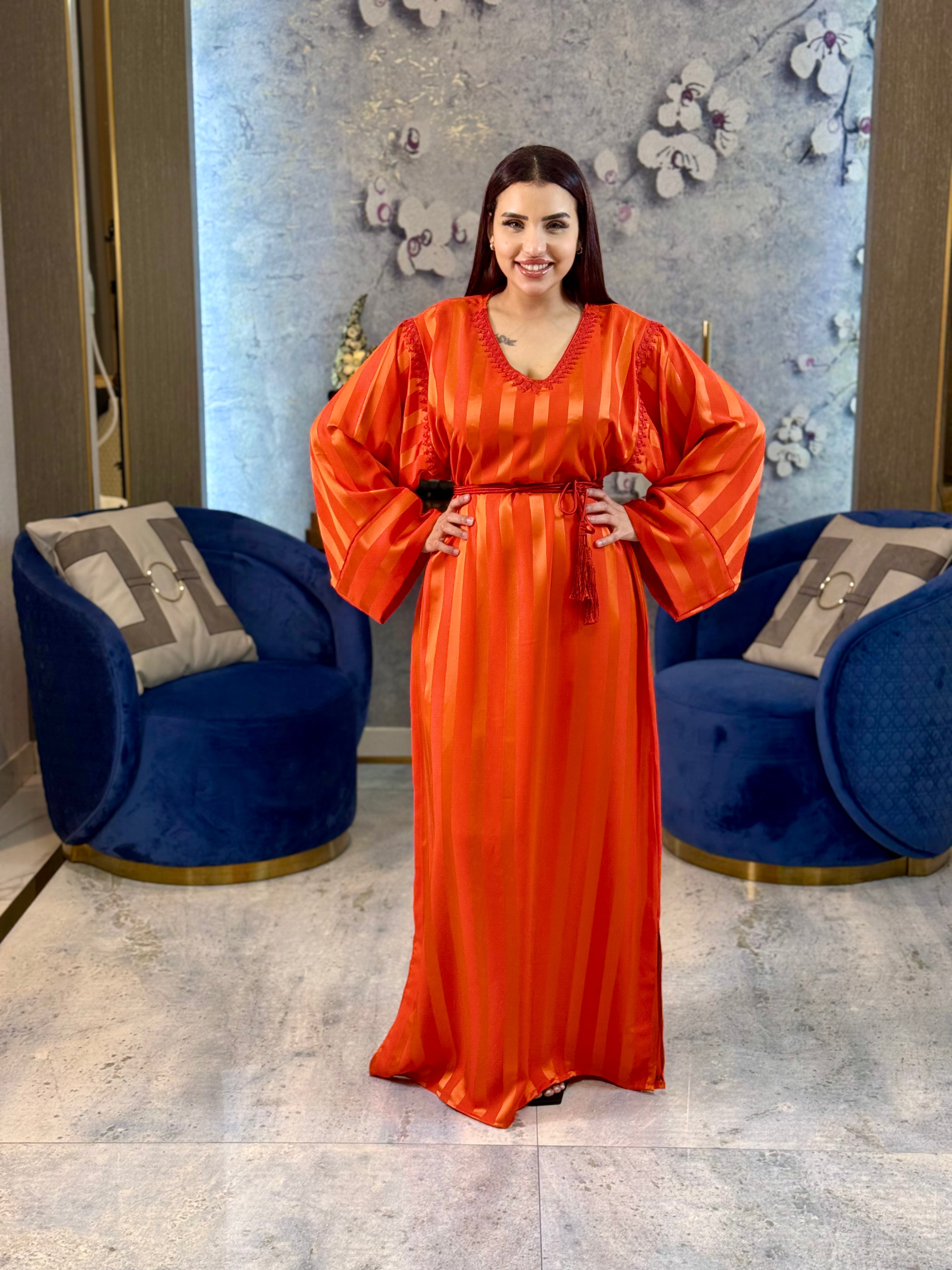 Jewel Essence Caftan with Belt and Master Craftsmanship
