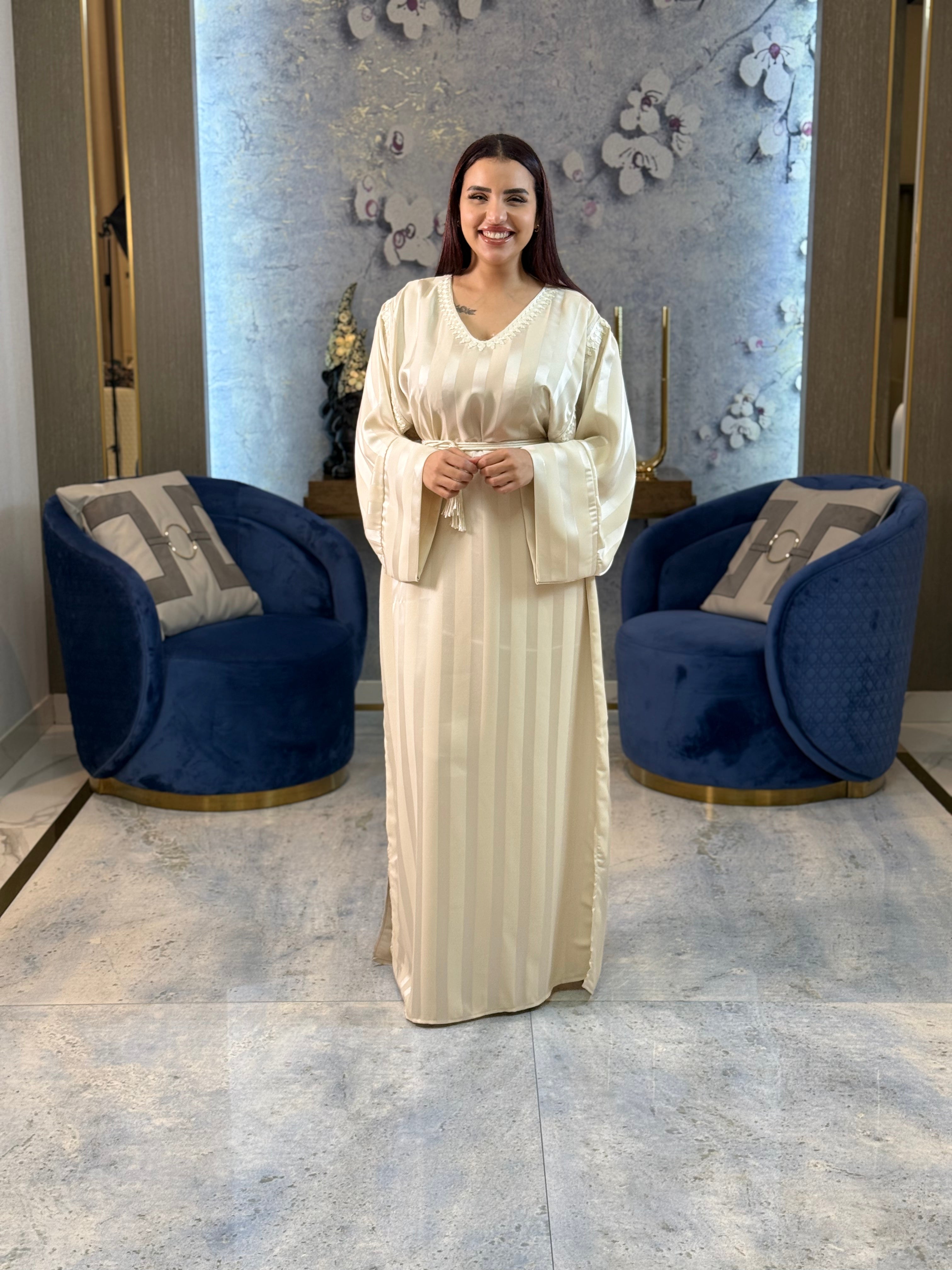 Jewel Essence Caftan with Belt and Master Craftsmanship