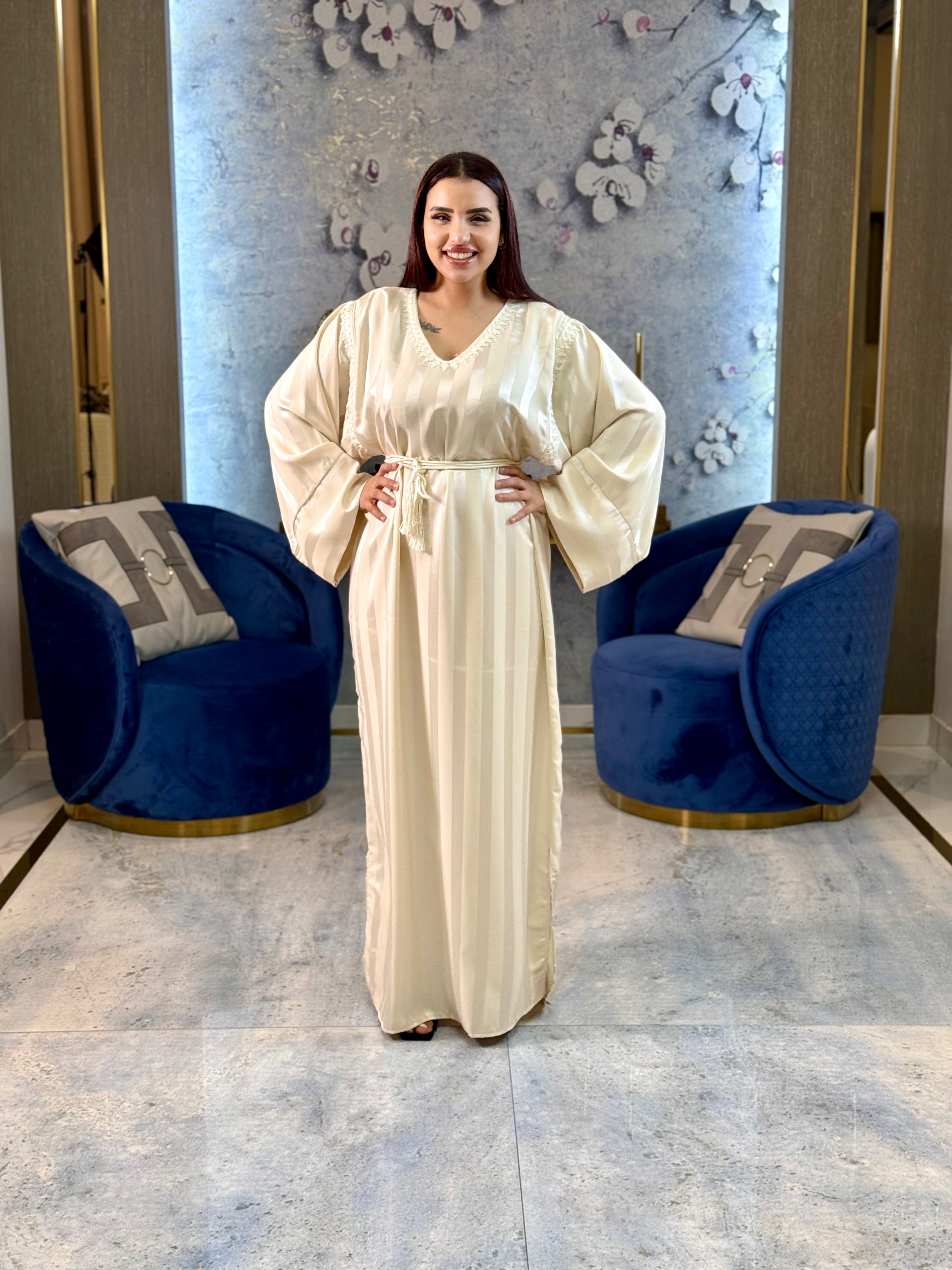 Jewel Essence Caftan with Belt and Master Craftsmanship