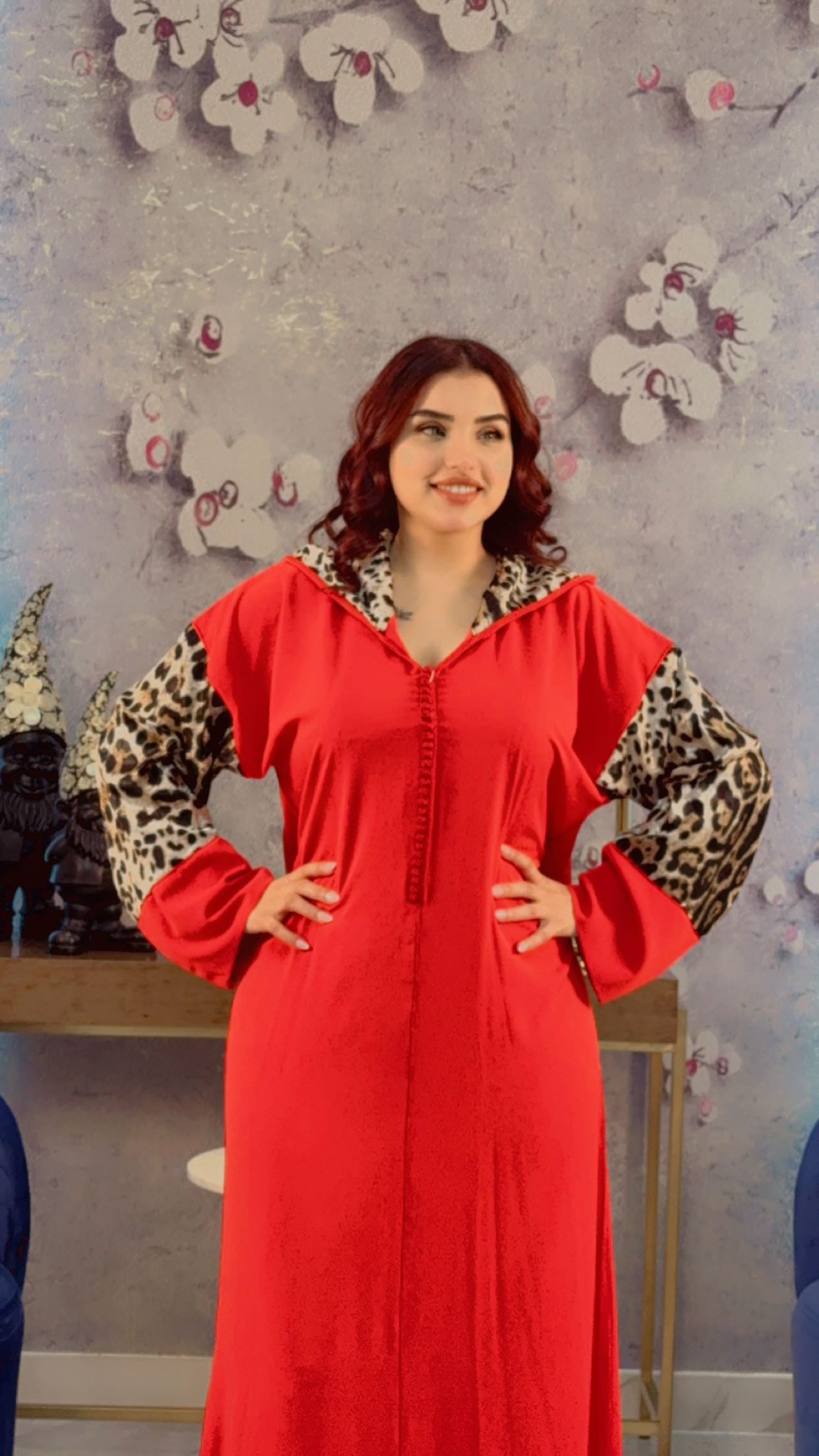 Luxe Embroidered Jellabiya with Tiger Print Detail